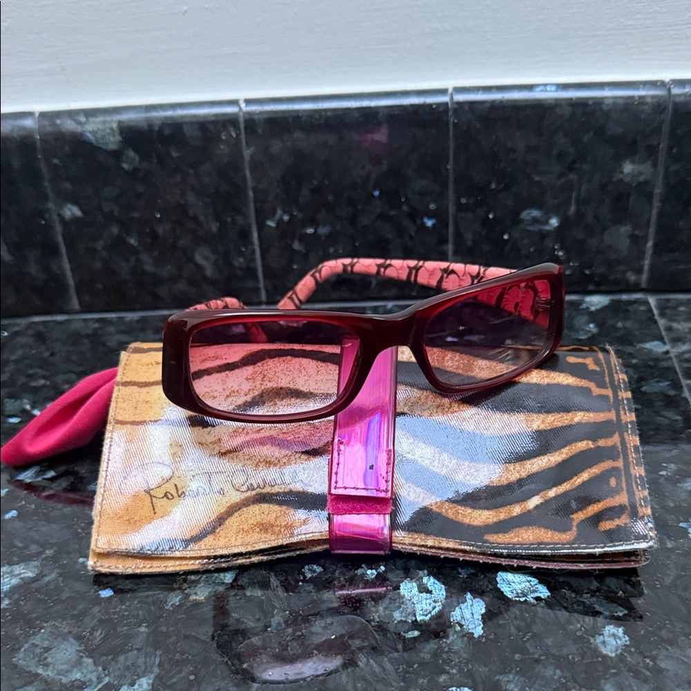 Roberto Cavalli Vintage Pink and Brown Animal Print Python Sunglasses